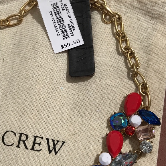 J.Crew Cerise Mixed Stones Necklace & Dust Bag - Picture 5 of 6